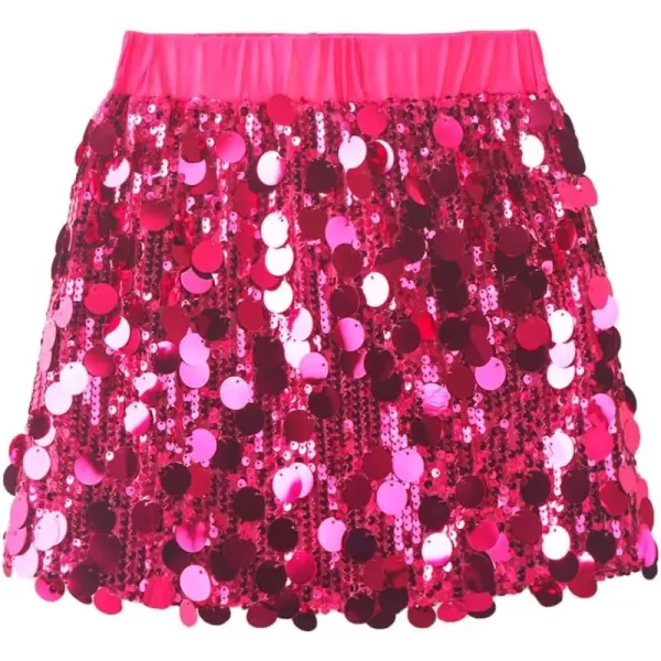 WELAKEN Sparkly Sequin Skirt for Girls Toddler ampamp Kids II Little Girls Elastic Waistband SkirtsAglitter hot Pink