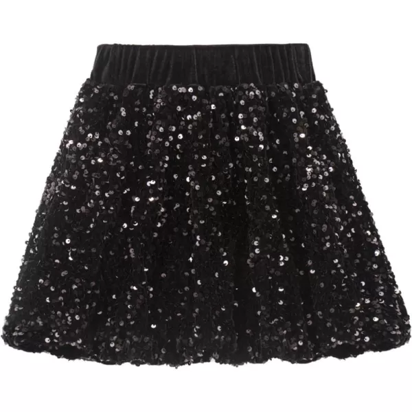 WELAKEN Sparkly Sequin Skirt for Girls Toddler ampamp Kids II Little Girls Elastic Waistband SkirtsBlack bubble