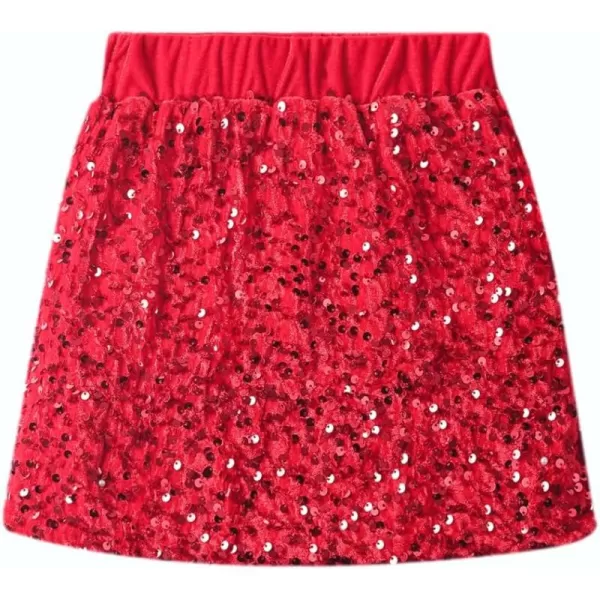 WELAKEN Sparkly Sequin Skirt for Girls Toddler ampamp Kids II Little Girls Elastic Waistband SkirtsRed minipencil