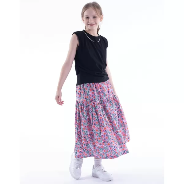 Floral Long Skirt for Girls Toddler ampamp Kids ampamp Teens II Girls ALine Maxi SkirtsDaisy blue