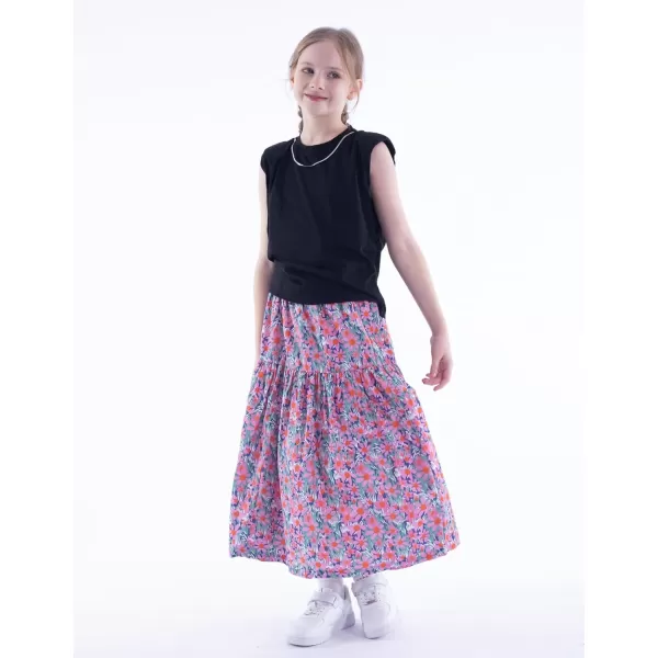 Floral Long Skirt for Girls Toddler ampamp Kids ampamp Teens II Girls ALine Maxi SkirtsDaisy blue