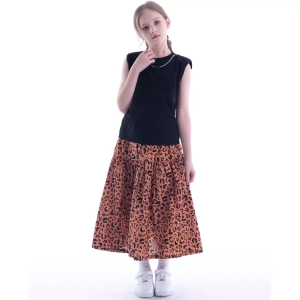 Floral Long Skirt for Girls Toddler ampamp Kids ampamp Teens II Girls ALine Maxi SkirtsLeopard