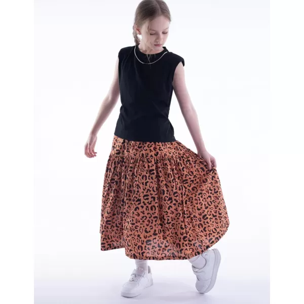 Floral Long Skirt for Girls Toddler ampamp Kids ampamp Teens II Girls ALine Maxi SkirtsLeopard