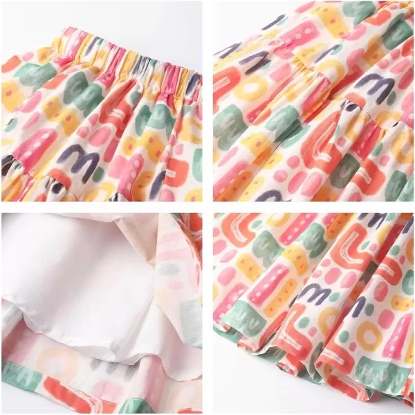 Floral Long Skirt for Girls Toddler ampamp Kids ampamp Teens II Girls ALine Maxi SkirtsMulticolor geometric