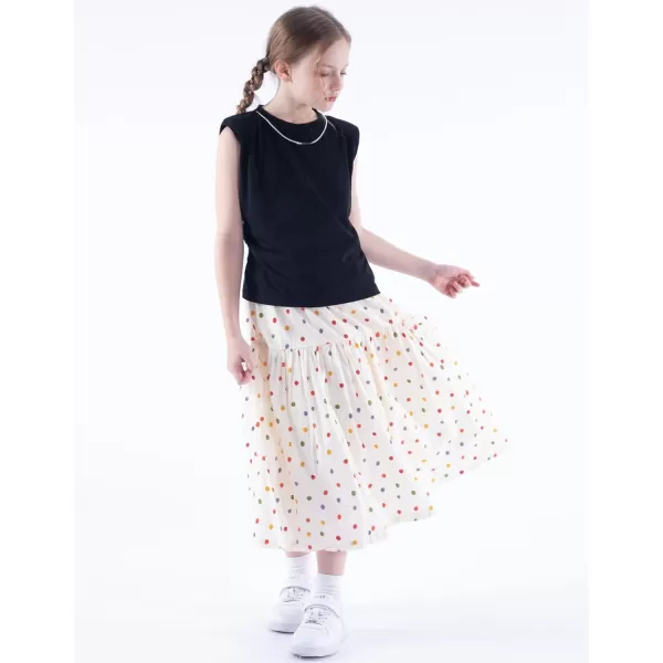 Floral Long Skirt for Girls Toddler ampamp Kids ampamp Teens II Girls ALine Maxi SkirtsPolka Dot