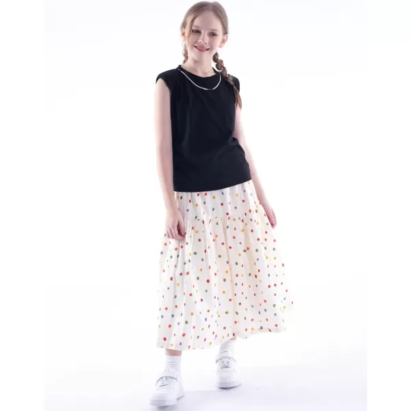 Floral Long Skirt for Girls Toddler ampamp Kids ampamp Teens II Girls ALine Maxi SkirtsPolka Dot