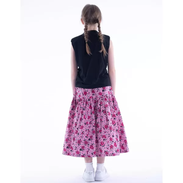 Floral Long Skirt for Girls Toddler ampamp Kids ampamp Teens II Girls ALine Maxi SkirtsRose pink
