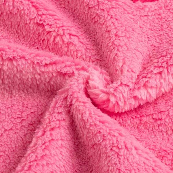 Girls ButtonDetail Fuzzy Sherpa Fleece Hoodie with Unicorn Patch ampamp Sequin Sleeves  Cozy ampamp Warm Kids PulloverHot Pink patchwork
