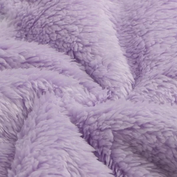 Girls ButtonDetail Fuzzy Sherpa Fleece Hoodie with Unicorn Patch ampamp Sequin Sleeves  Cozy ampamp Warm Kids PulloverPurple patchwork