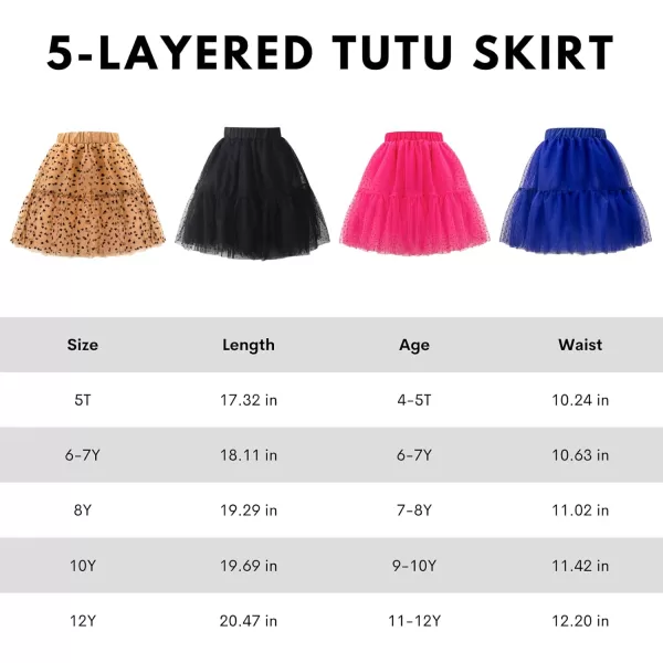 Girls Midi Skirts 5 Layered Tulle Tutu Skirt for Kids ampamp Teen ampamp ToddlerBlack