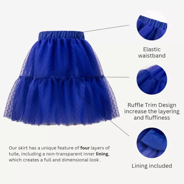 Girls Midi Skirts 5 Layered Tulle Tutu Skirt for Kids ampamp Teen ampamp ToddlerBlue dot