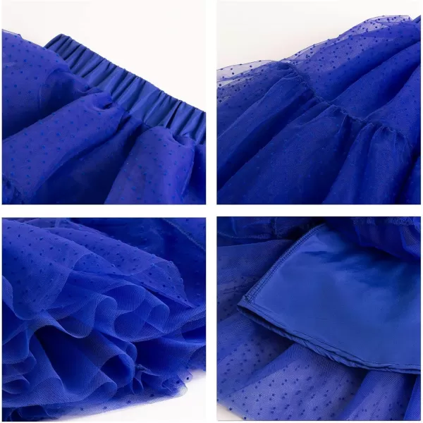 Girls Midi Skirts 5 Layered Tulle Tutu Skirt for Kids ampamp Teen ampamp ToddlerBlue dot