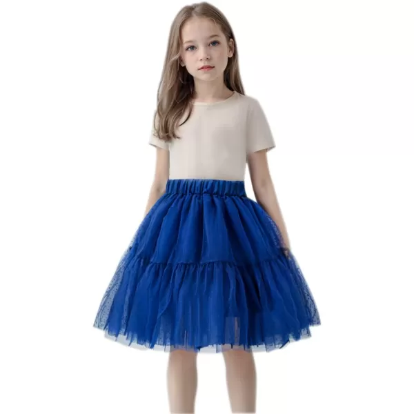 Girls Midi Skirts 5 Layered Tulle Tutu Skirt for Kids ampamp Teen ampamp ToddlerBlue dot