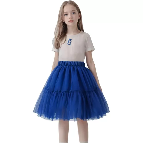 Girls Midi Skirts 5 Layered Tulle Tutu Skirt for Kids ampamp Teen ampamp ToddlerBlue dot