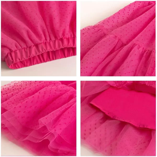 Girls Midi Skirts 5 Layered Tulle Tutu Skirt for Kids ampamp Teen ampamp ToddlerHot Pink dot