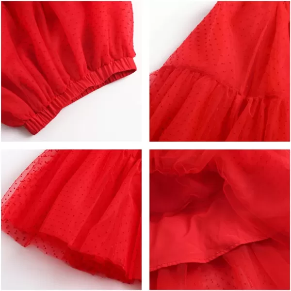 Girls Midi Skirts 5 Layered Tulle Tutu Skirt for Kids ampamp Teen ampamp ToddlerRed