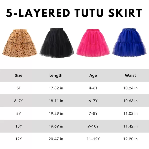 Girls Midi Skirts 5 Layered Tulle Tutu Skirt for Kids ampamp Teen ampamp ToddlerRed