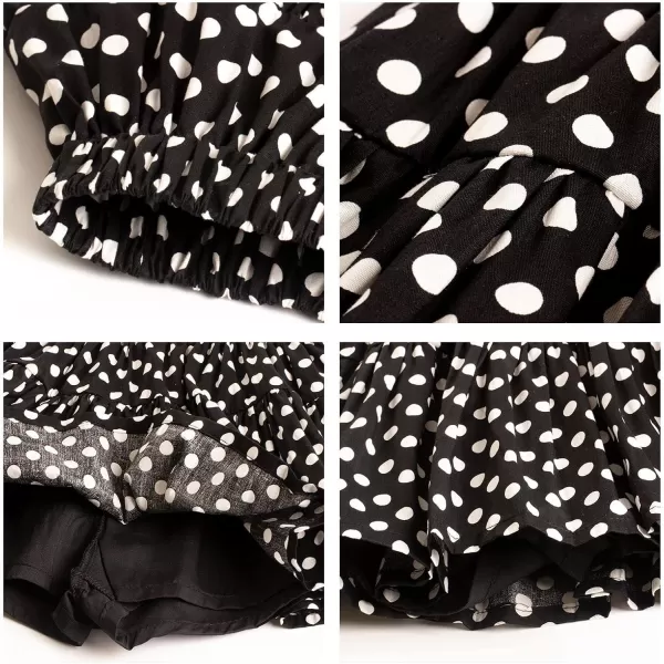 Girls and Toddlers Skirts Floral ampamp Plaid Mini Skirt with Builtin ShortsBlack dot