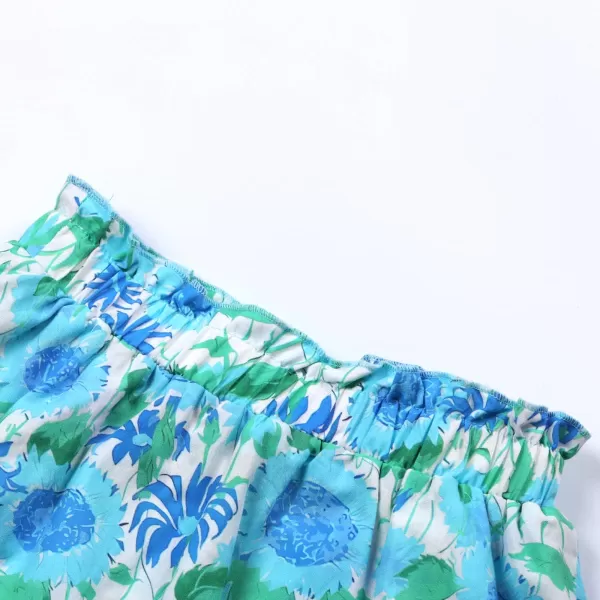 Girls and Toddlers Skirts Floral ampamp Plaid Mini Skirt with Builtin ShortsDblue