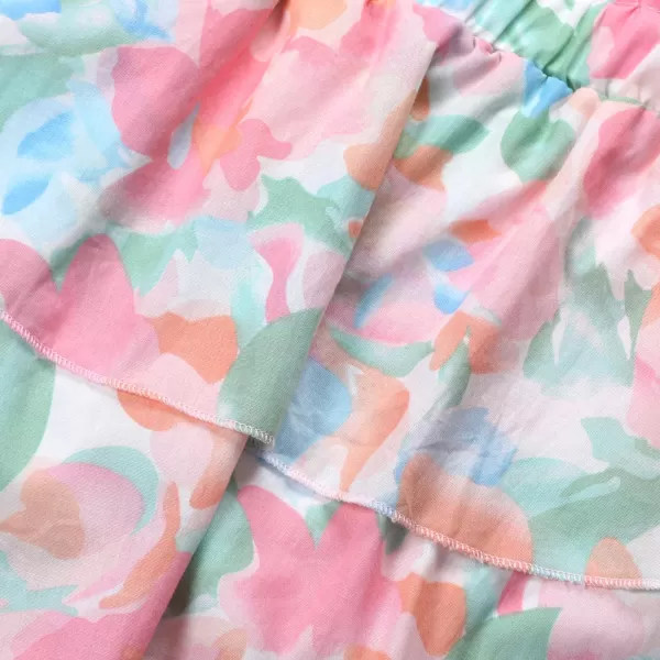 Girls and Toddlers Skirts Floral ampamp Plaid Mini Skirt with Builtin ShortsDpink