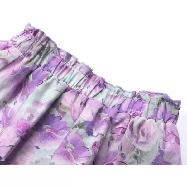 Girls and Toddlers Skirts Floral ampamp Plaid Mini Skirt with Builtin ShortsDpurple