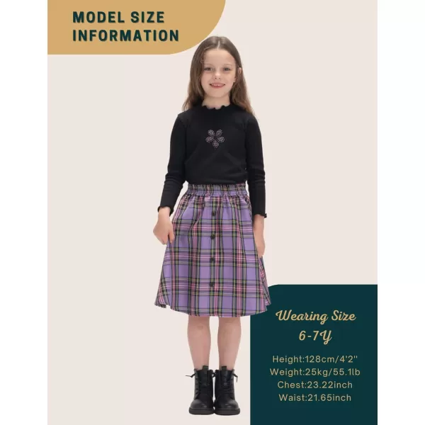 Girls and Toddlers Skirts Floral ampamp Plaid Mini Skirt with Builtin ShortsPurple aline