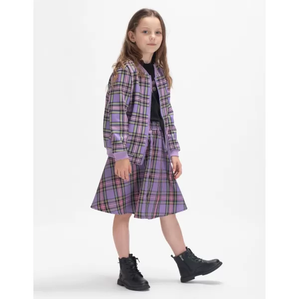 Girls and Toddlers Skirts Floral ampamp Plaid Mini Skirt with Builtin ShortsPurple aline