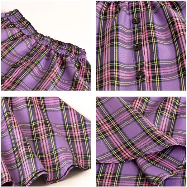 Girls and Toddlers Skirts Floral ampamp Plaid Mini Skirt with Builtin ShortsPurple aline