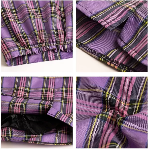 Girls and Toddlers Skirts Floral ampamp Plaid Mini Skirt with Builtin ShortsPurple pencil