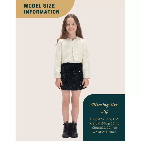 Long Sleeve Sparkle Sequin Cardigan for Girls Toddler ampamp Kids II Little Girls Shiny ShrugWhite sequin