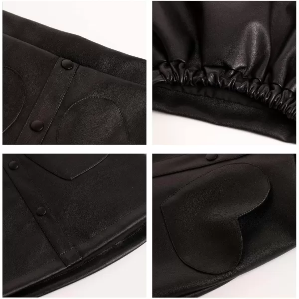 WELAKEN Faux Leather Skirt for Girls Toddler ampamp Kids ampamp Teens II Girls A Line Skirt with Two Front PocketsBlack heart Pockets