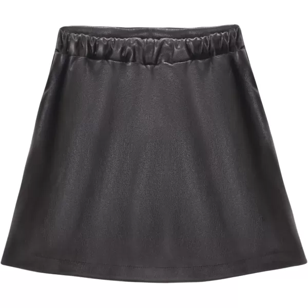 WELAKEN Faux Leather Skirt for Girls Toddler ampamp Kids ampamp Teens II Girls A Line Skirt with Two Front PocketsBlack heart Pockets