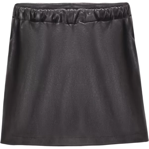 WELAKEN Faux Leather Skirt for Girls Toddler ampamp Kids ampamp Teens II Girls A Line Skirt with Two Front PocketsBlack square Pocket