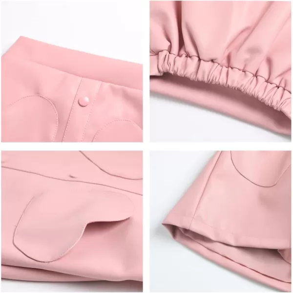 WELAKEN Faux Leather Skirt for Girls Toddler ampamp Kids ampamp Teens II Girls A Line Skirt with Two Front PocketsHeart pink