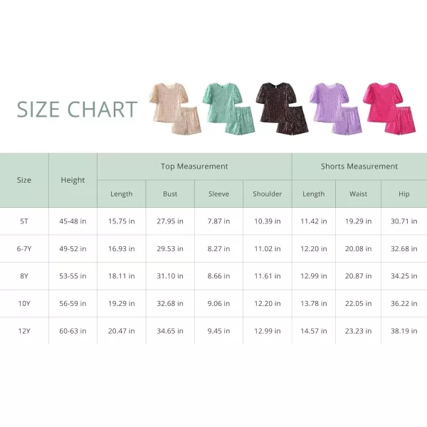 WELAKEN Girls 2 Piece Sequin Summer Outfits Kid Toddler Puff Sleeves Top and Shorts Set with PocketsGreen