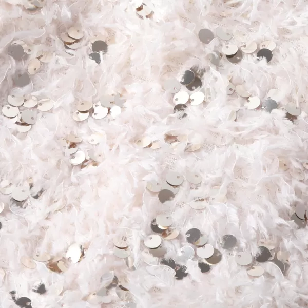 WELAKEN Girls Faux Feather Sequin Jacket Shiny Long Sleeve Zip Up Coat with Pockets 512YBeige