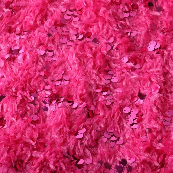 WELAKEN Girls Faux Feather Sequin Jacket Shiny Long Sleeve Zip Up Coat with Pockets 512YHot Pink