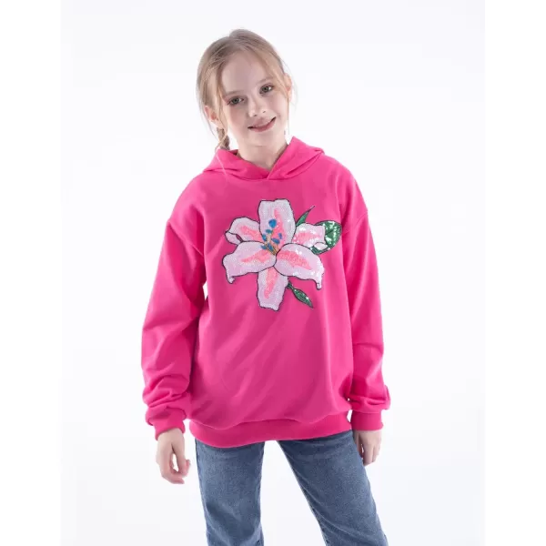 WELAKEN Girls Hoodies Sweatshirts Long Sleeves Pullover TopsFloral hot Pink