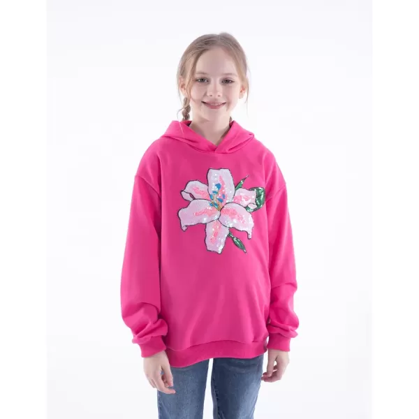 WELAKEN Girls Hoodies Sweatshirts Long Sleeves Pullover TopsFloral hot Pink