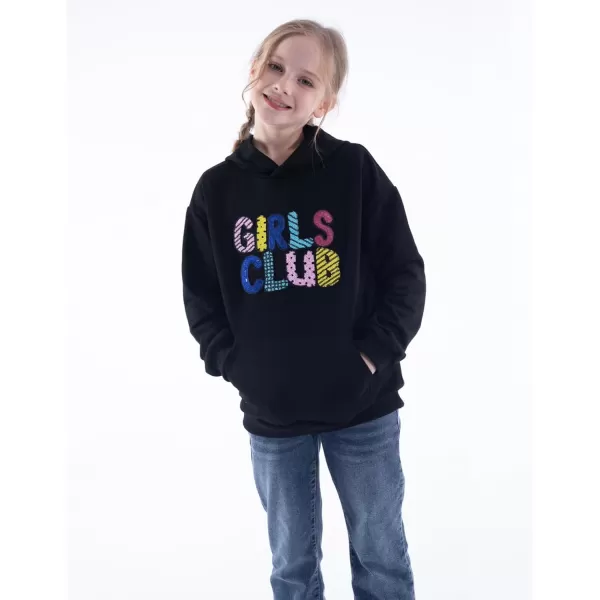 WELAKEN Girls Hoodies Sweatshirts Long Sleeves Pullover TopsGirls Club black