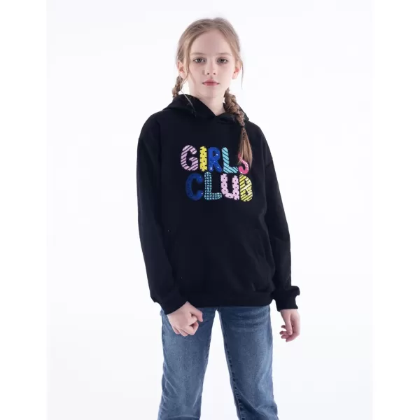 WELAKEN Girls Hoodies Sweatshirts Long Sleeves Pullover TopsGirls Club black