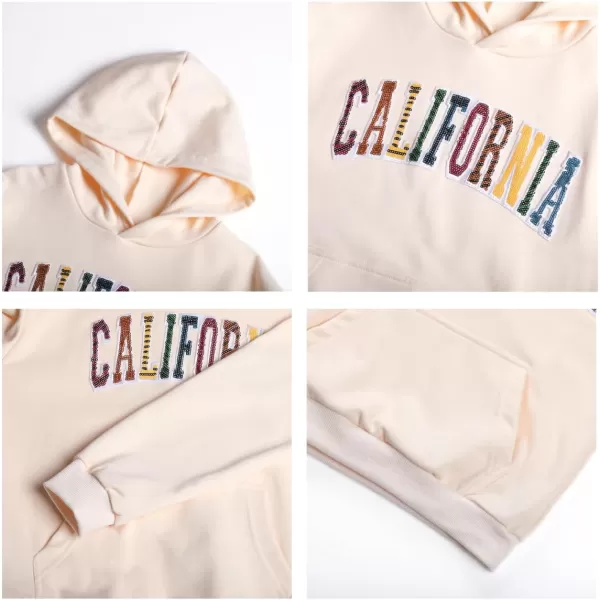 WELAKEN Girls Hoodies Sweatshirts Long Sleeves Pullover TopsLcalifornia beige