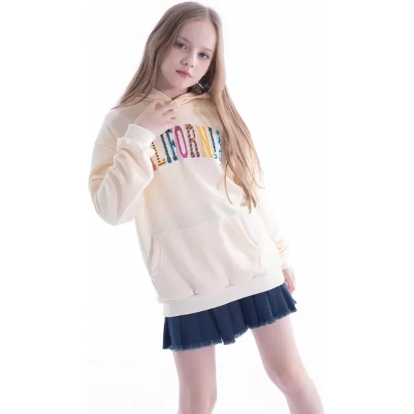 WELAKEN Girls Hoodies Sweatshirts Long Sleeves Pullover TopsLcalifornia beige