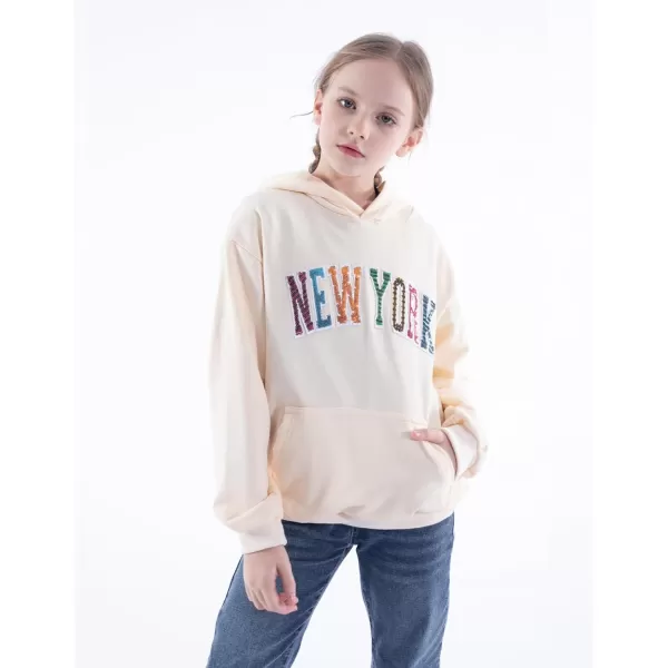 WELAKEN Girls Hoodies Sweatshirts Long Sleeves Pullover TopsLnew York beige