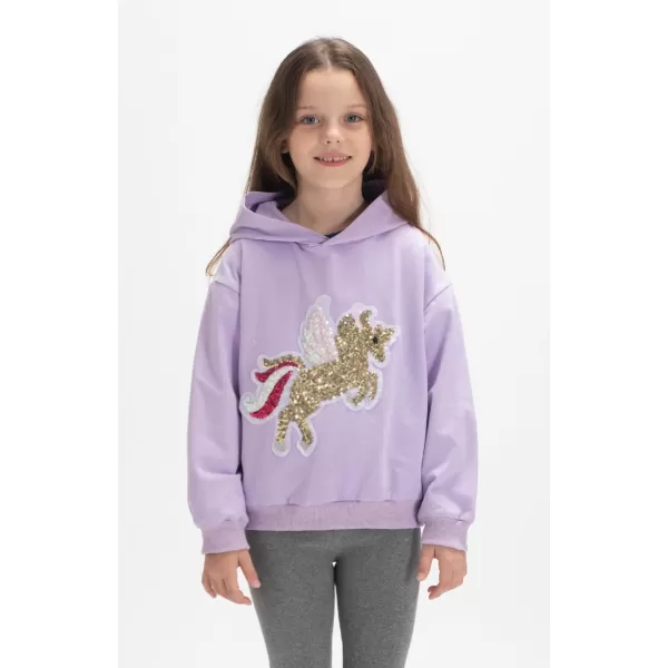 WELAKEN Girls Hoodies Sweatshirts Long Sleeves Pullover TopsUnicorn purple