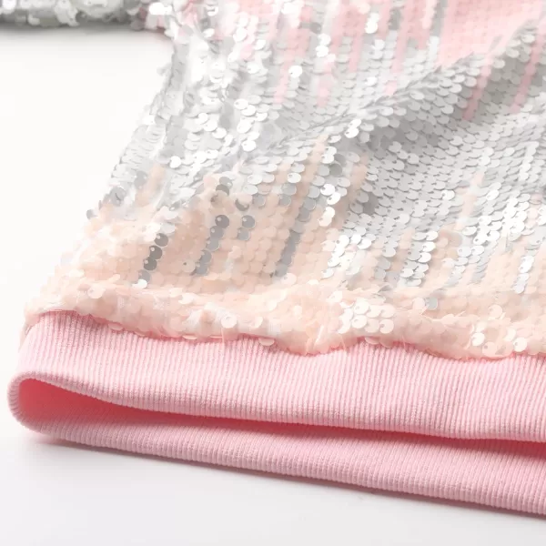 WELAKEN Girls Sequin Sweatshirt Kids Sparkle Crewneck Long Sleeve Casual Pullover TopsCute Rosy Shades