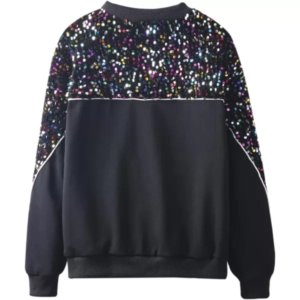 WELAKEN Girls Sequin Sweatshirt Sparkling Long Sleeve Crewneck Pullover TopsRainbow sequins