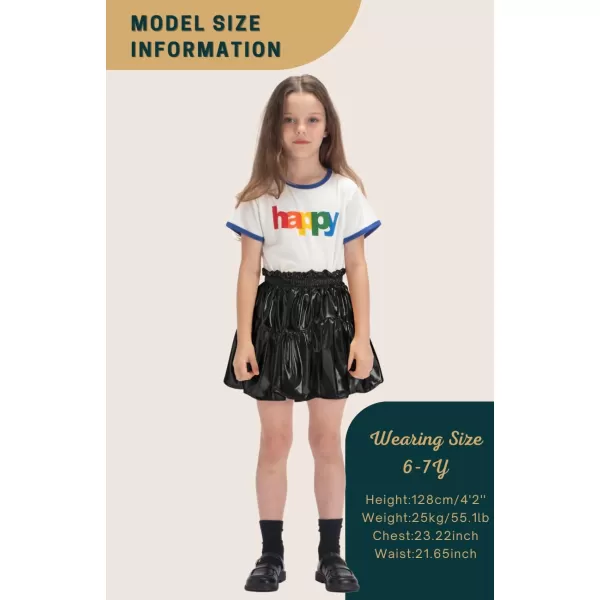 WELAKEN Girls Sparkle Ruffle Skirts for Kids ampamp Tween GirlsBlack metallic