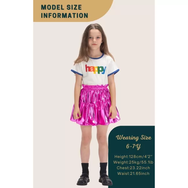WELAKEN Girls Sparkle Ruffle Skirts for Kids ampamp Tween GirlsMagenta Dye