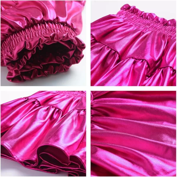 WELAKEN Girls Sparkle Ruffle Skirts for Kids ampamp Tween GirlsMagenta Dye